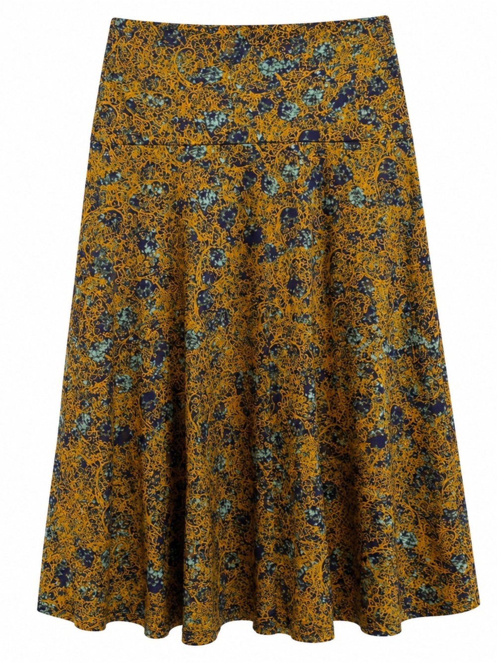 NWT LuLaRoe Azure Skirt XS Mustard Floral Paisley Print A-Line Stretch